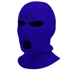Cross Embroidery Ski Mask Winter Balaclava Hat 3-Hole Knitted Full Face Cover Ski Neck Gaiter Warm Knit Beanie For Outdoor Sport