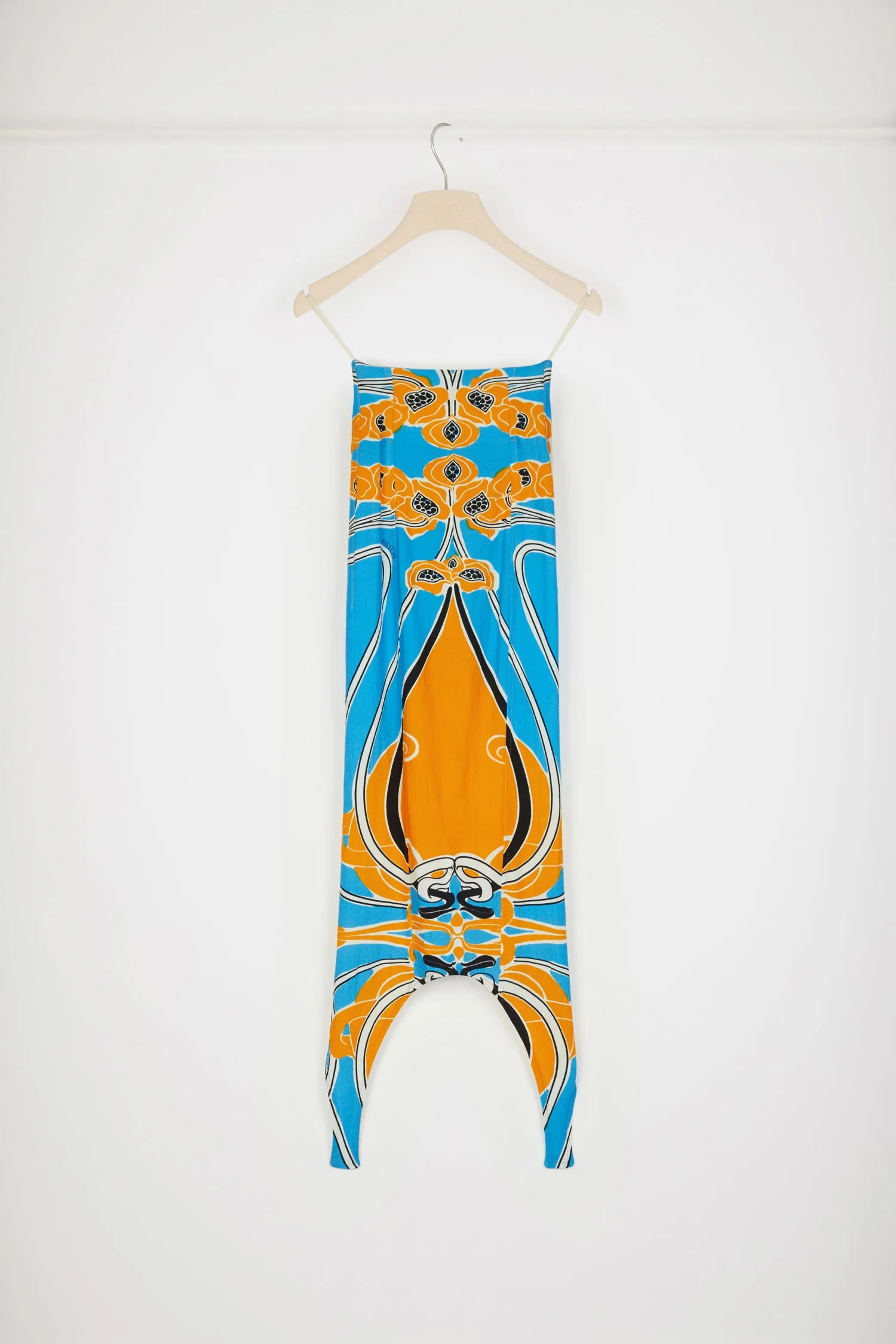 Curve midi skirt in printed organic stretch seersucker