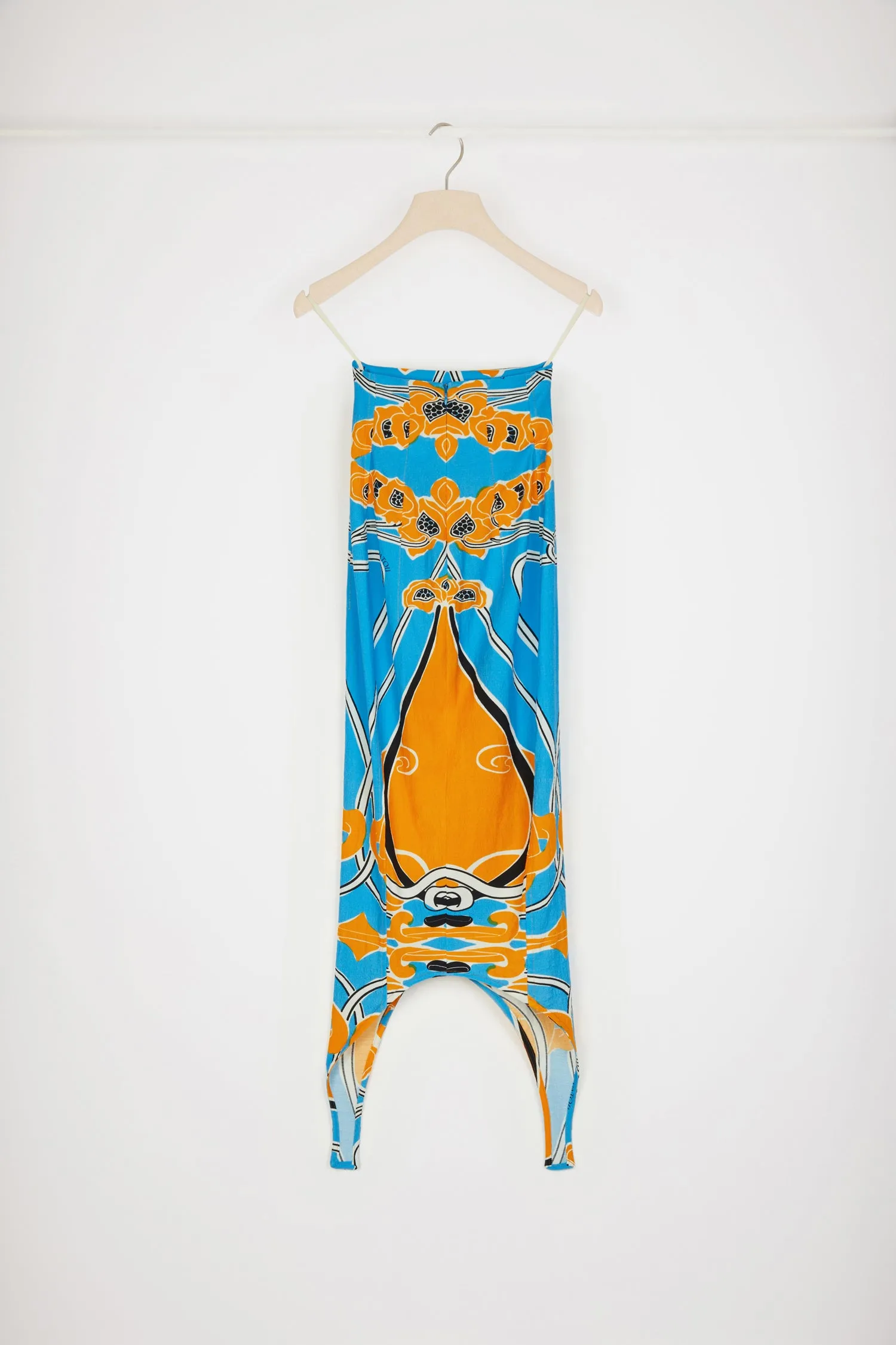 Curve midi skirt in printed organic stretch seersucker