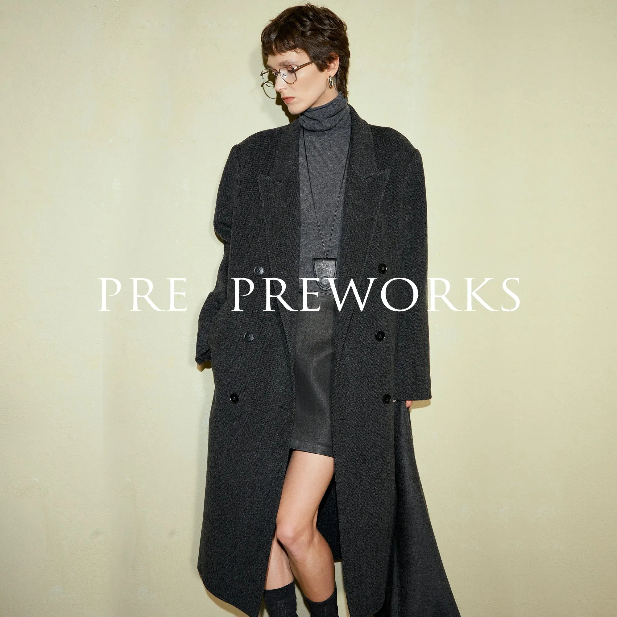 Dark Gray Double-Breasted Wool Coat