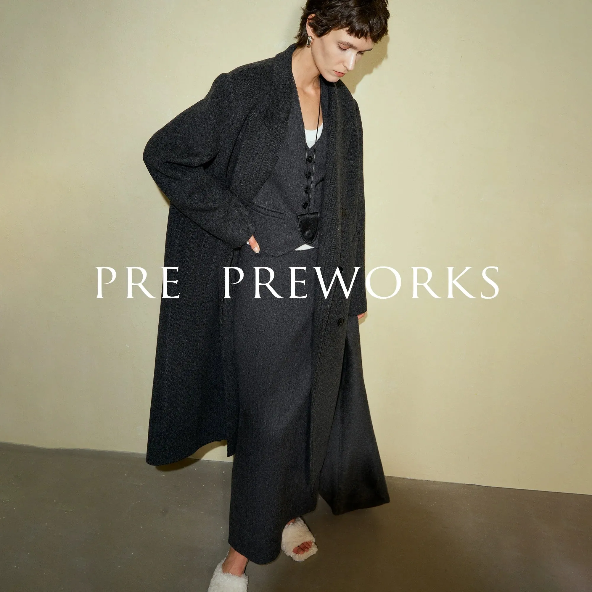 Dark Gray Double-Breasted Wool Coat