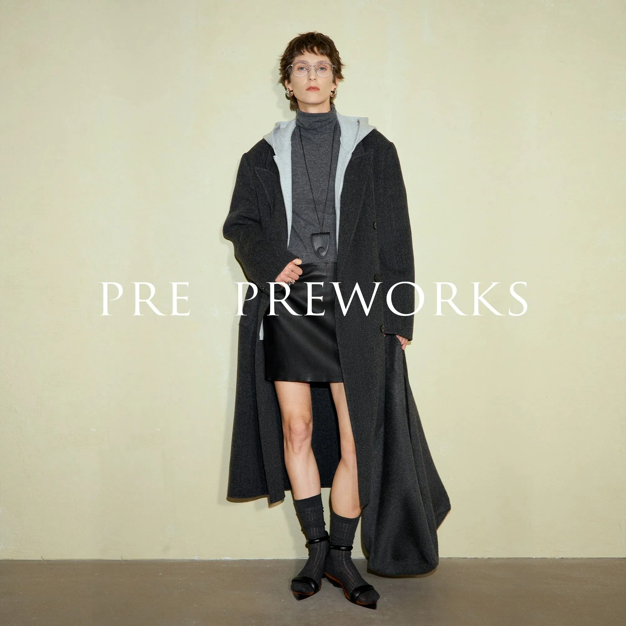 Dark Gray Double-Breasted Wool Coat