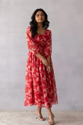 DARK RED CHIFFON MAXI
