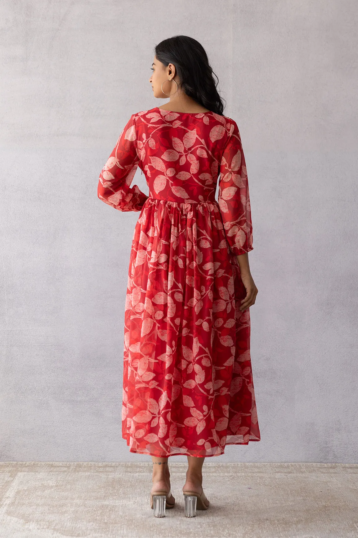 DARK RED CHIFFON MAXI
