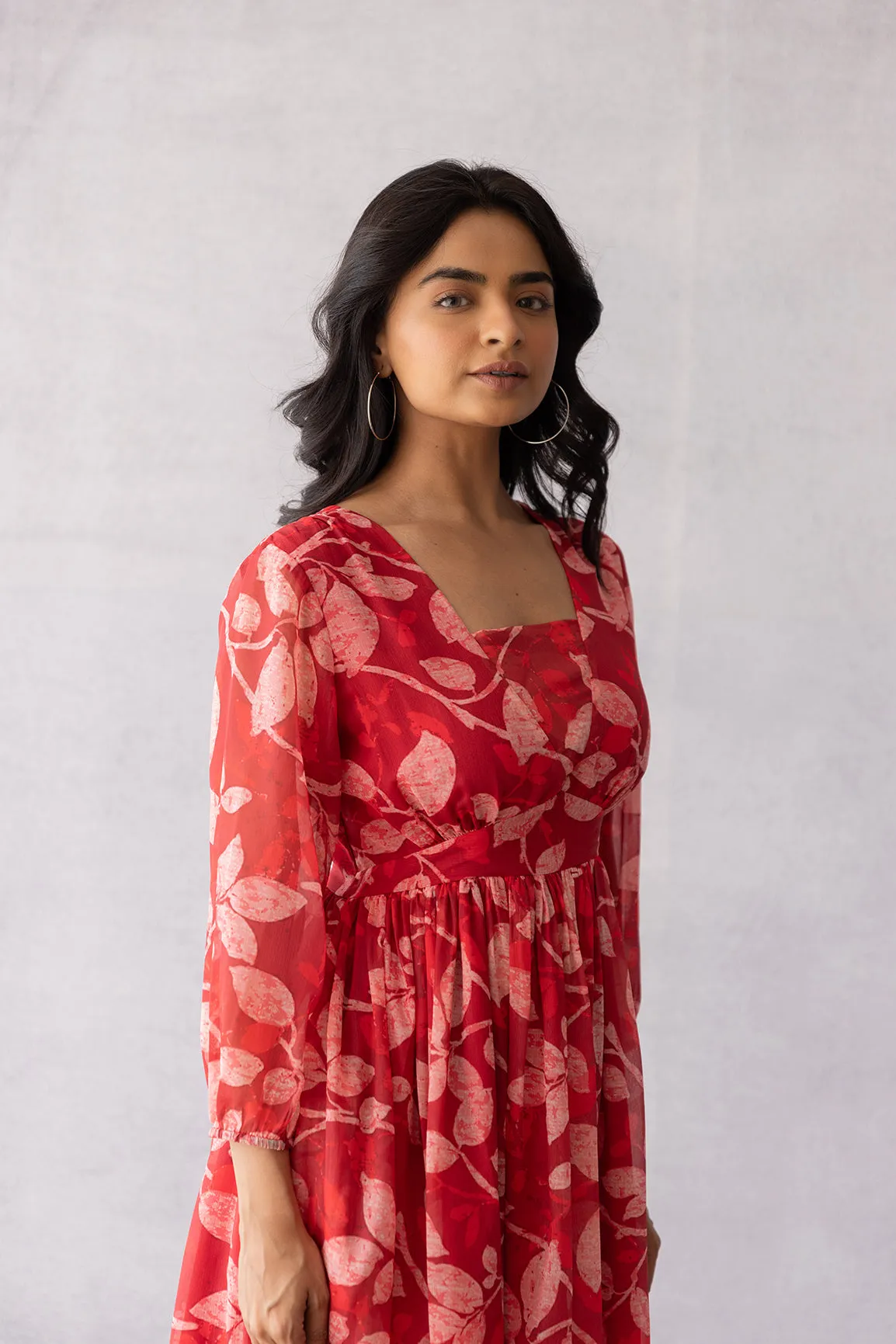 DARK RED CHIFFON MAXI
