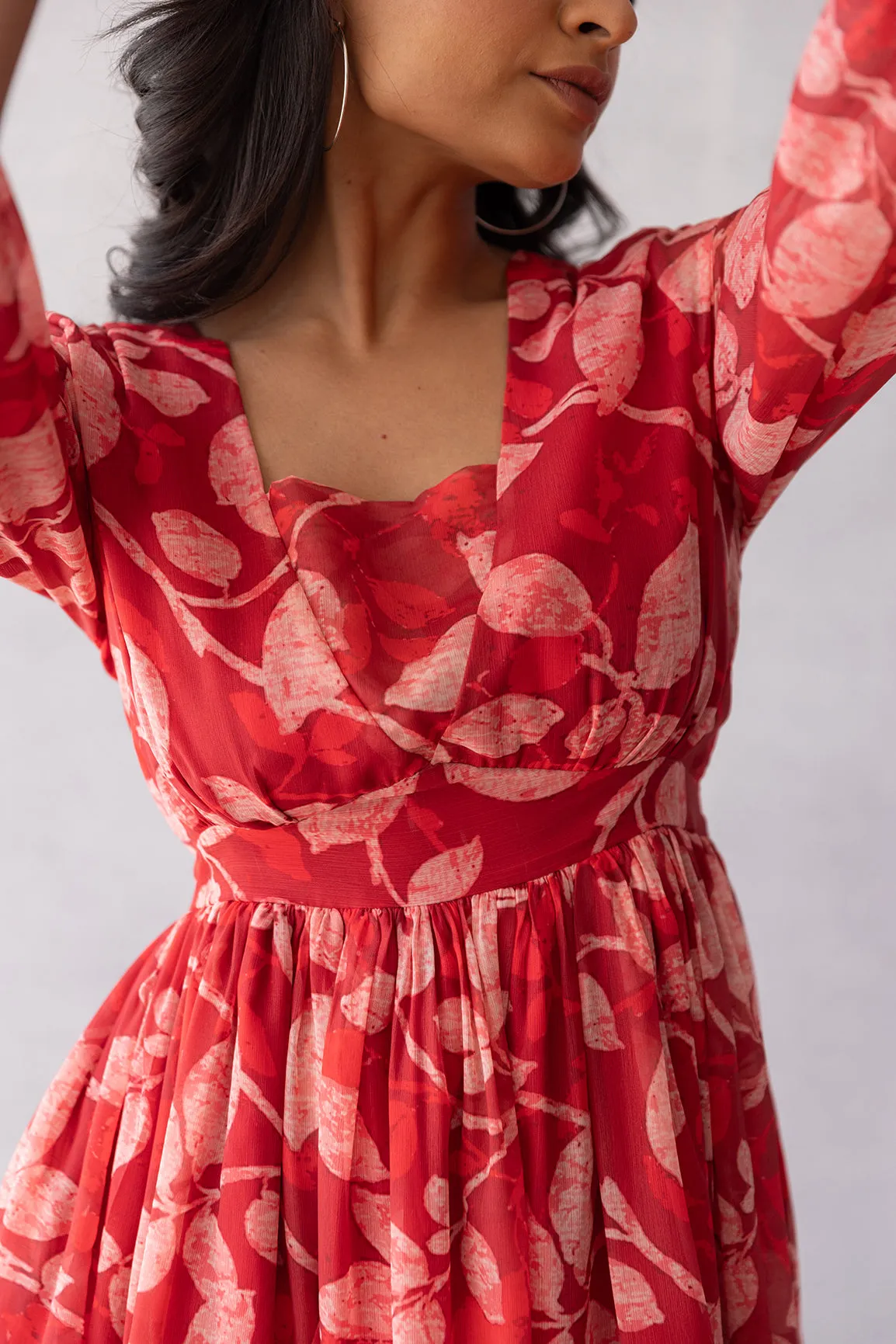 DARK RED CHIFFON MAXI