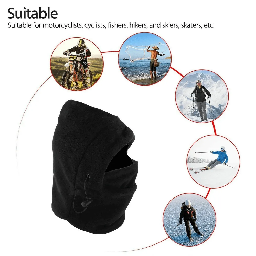 Dents Windproof Thermal Fleece Balaclava Beanie Hat Full Face Mask Ski - Black