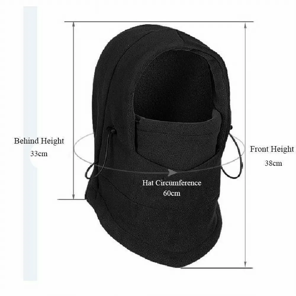Dents Windproof Thermal Fleece Balaclava Beanie Hat Full Face Mask Ski - Black