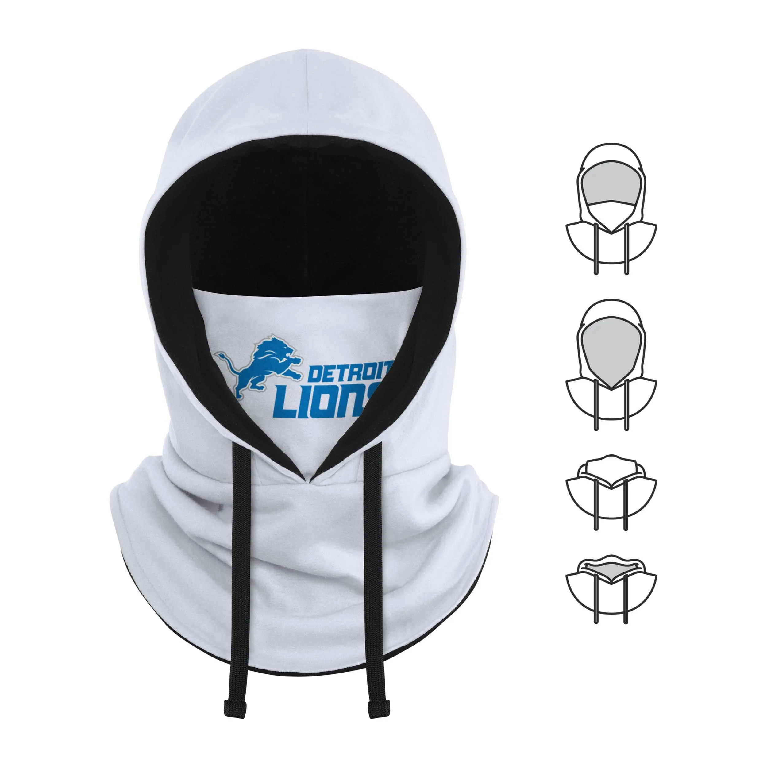 Detroit Lions NFL White Drawstring Hooded Gaiter