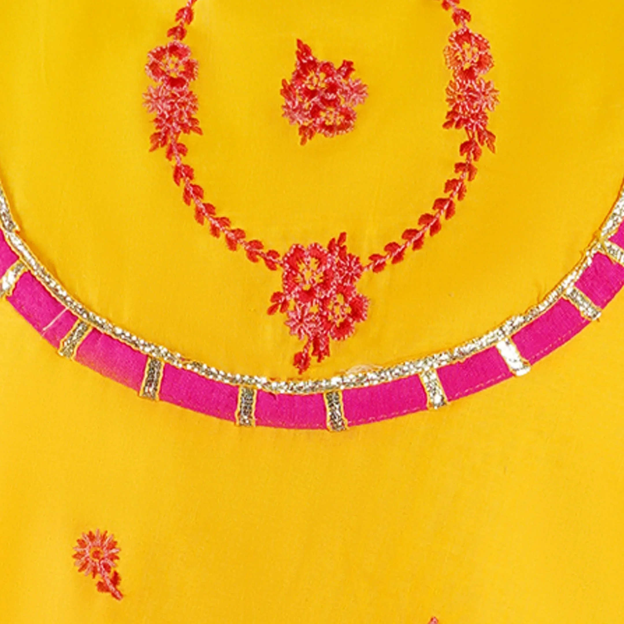 Dhaagay Amber Yellow Flared Tunic 3 Piece