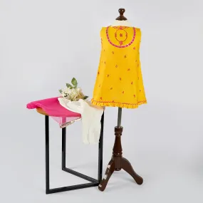 Dhaagay Amber Yellow Flared Tunic 3 Piece