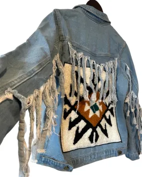 Embellished Denim Vintage Fringe Jacket