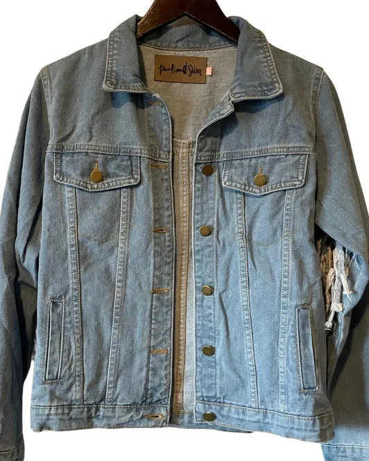 Embellished Denim Vintage Fringe Jacket