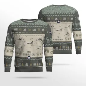 Embraer ERJ Aircraft Ugly Sweater, Ugly Sweater Christmas Shirt for Men Dad Veteran