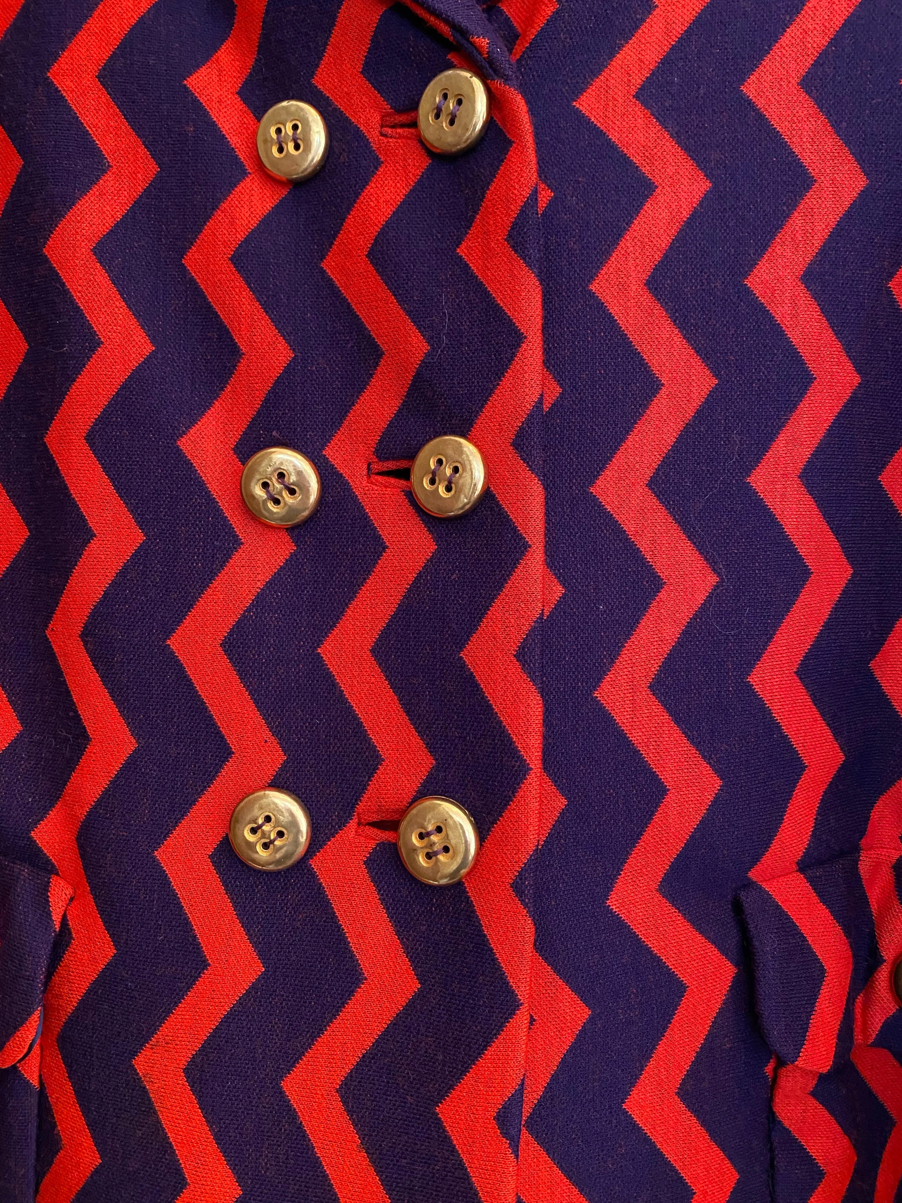 Fabulous 1960s Mam'selle ZIG ZAG Wool Knit Coat / Small Medium