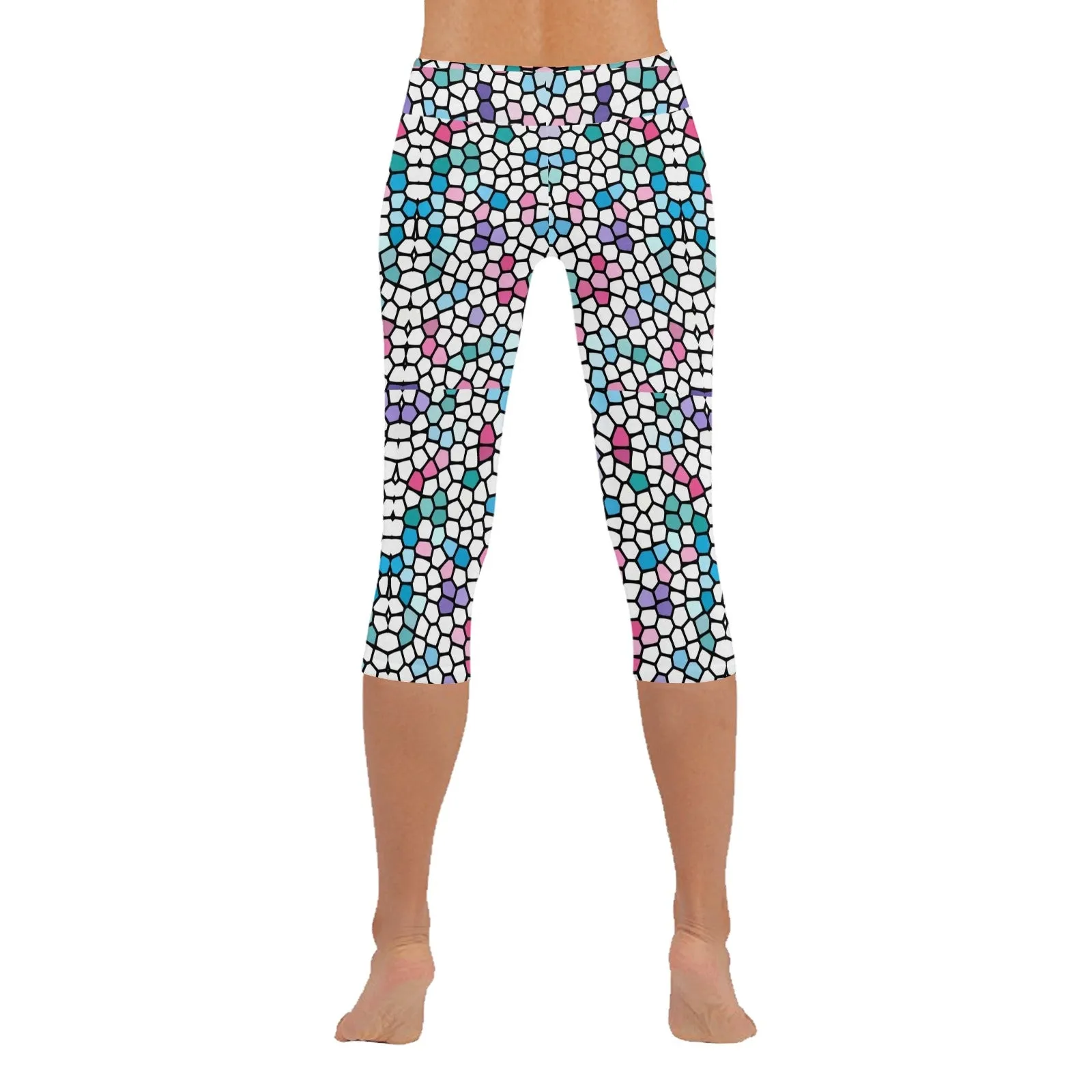 Feathers Stained Glass Capri Leggings up to 5 XL