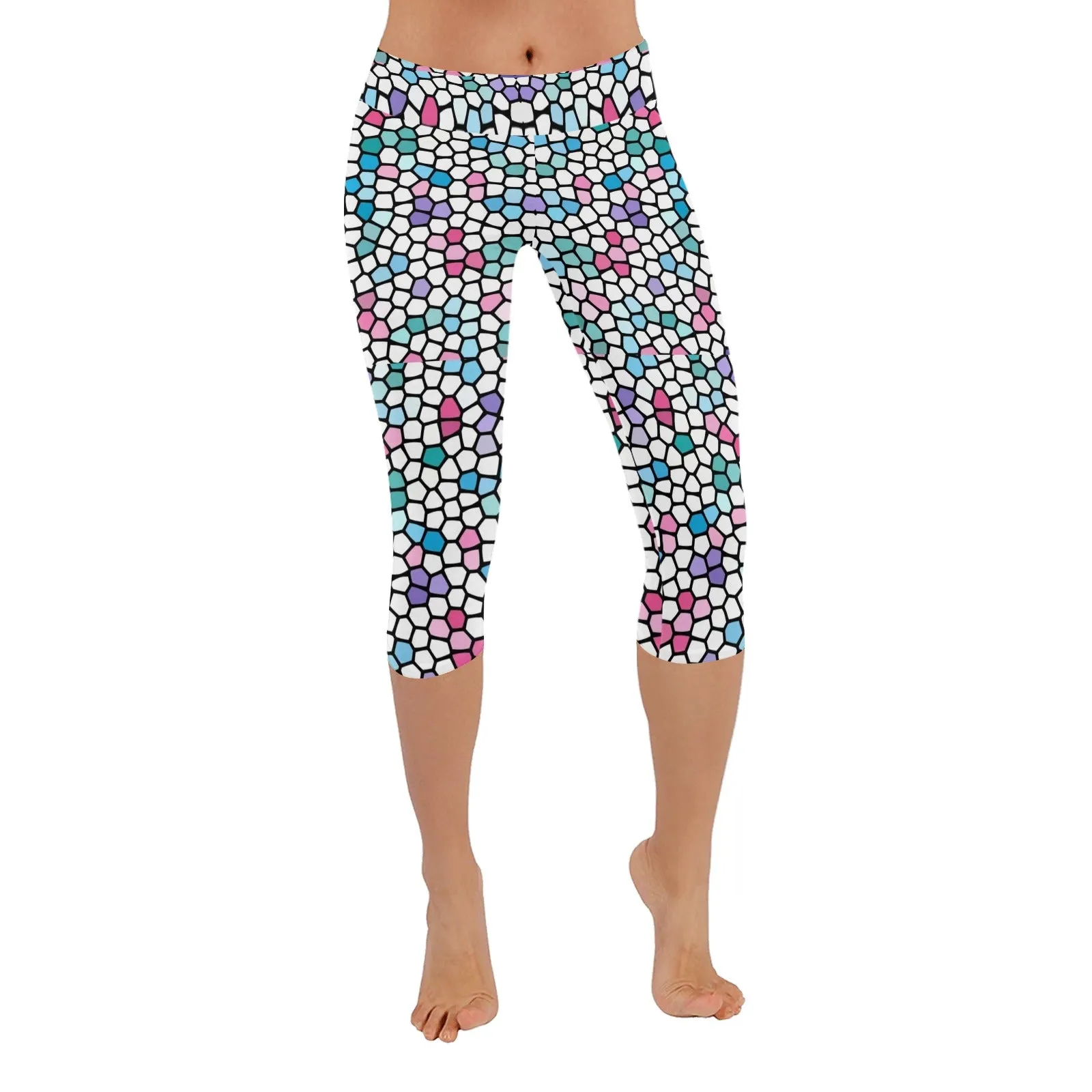 Feathers Stained Glass Capri Leggings up to 5 XL