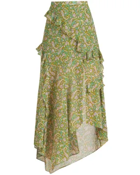 Fern Paisley Eleonora Ruffle Midi Skirt