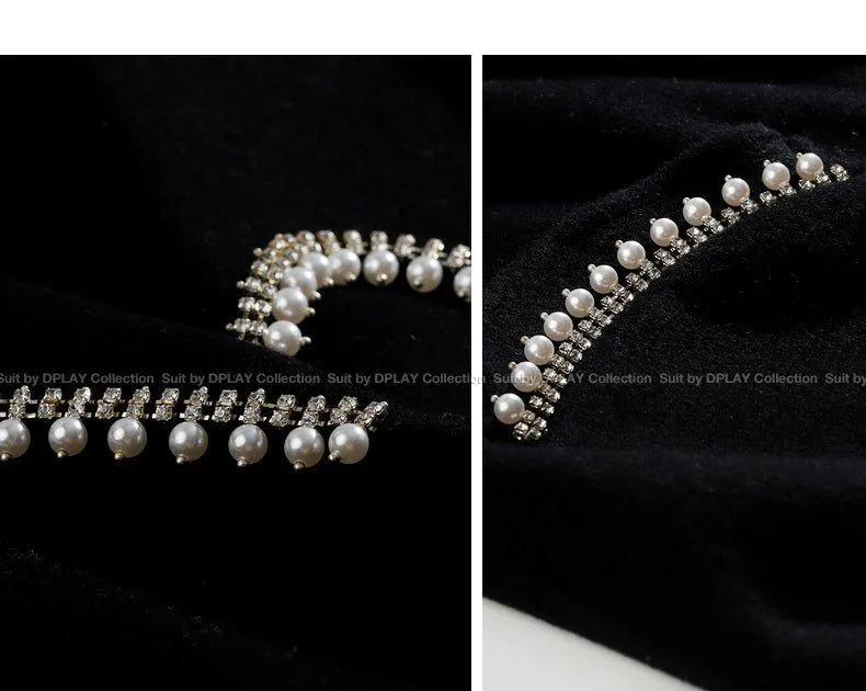 FINAL SALE DPLAY Fall Winter Black Pearl Collar 100% Wool Reversible Jacket coat - Usi