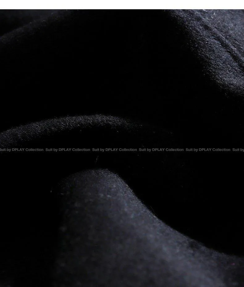 FINAL SALE DPLAY Fall Winter Black Pearl Collar 100% Wool Reversible Jacket coat - Usi