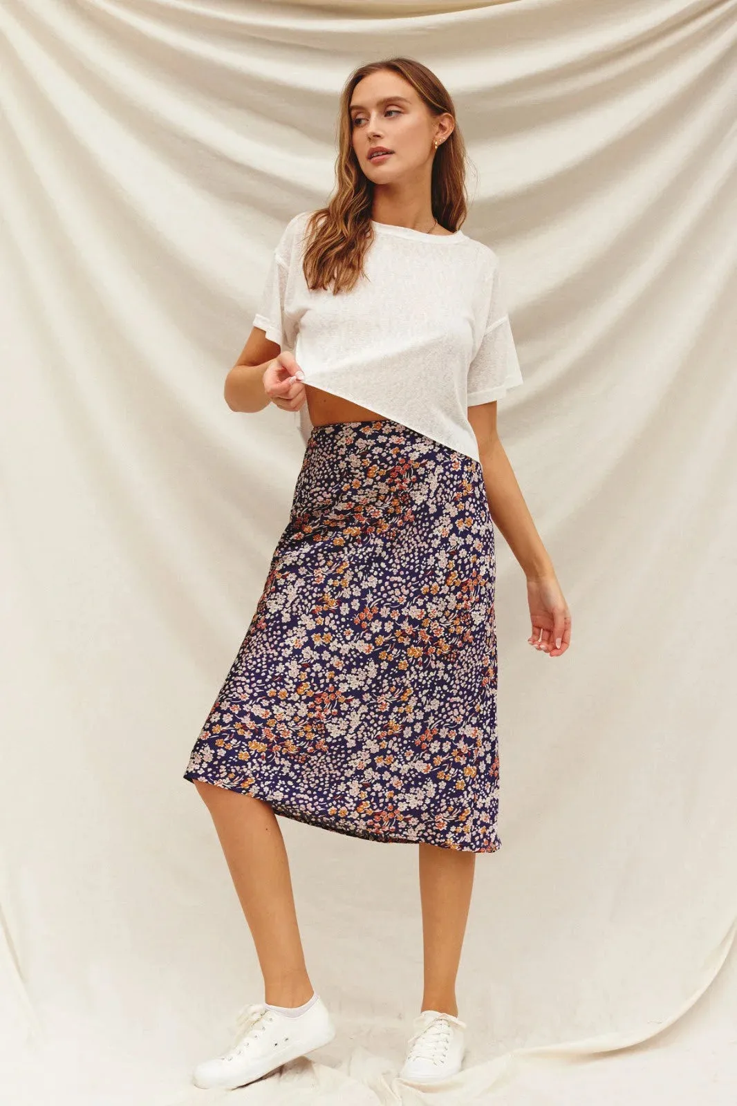 FLORAL A-LINE MIDI-MAXI SKIRT