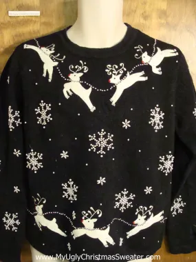 Flying Reindeer Classic Ugly Christmas Sweater