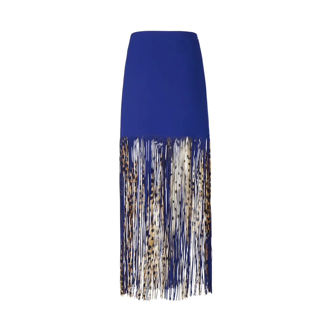 Fringed Cady Midi Skirt