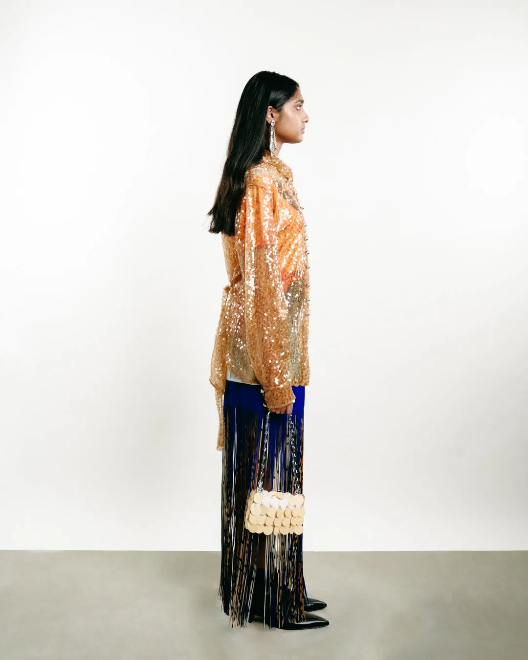 Fringed Cady Midi Skirt