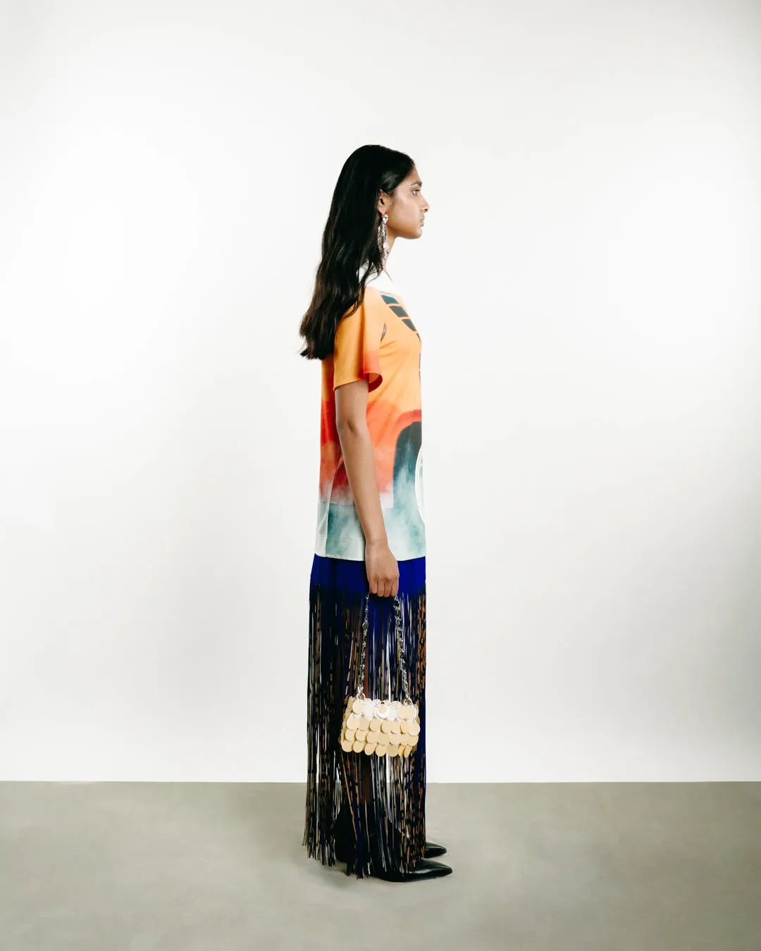 Fringed Cady Midi Skirt