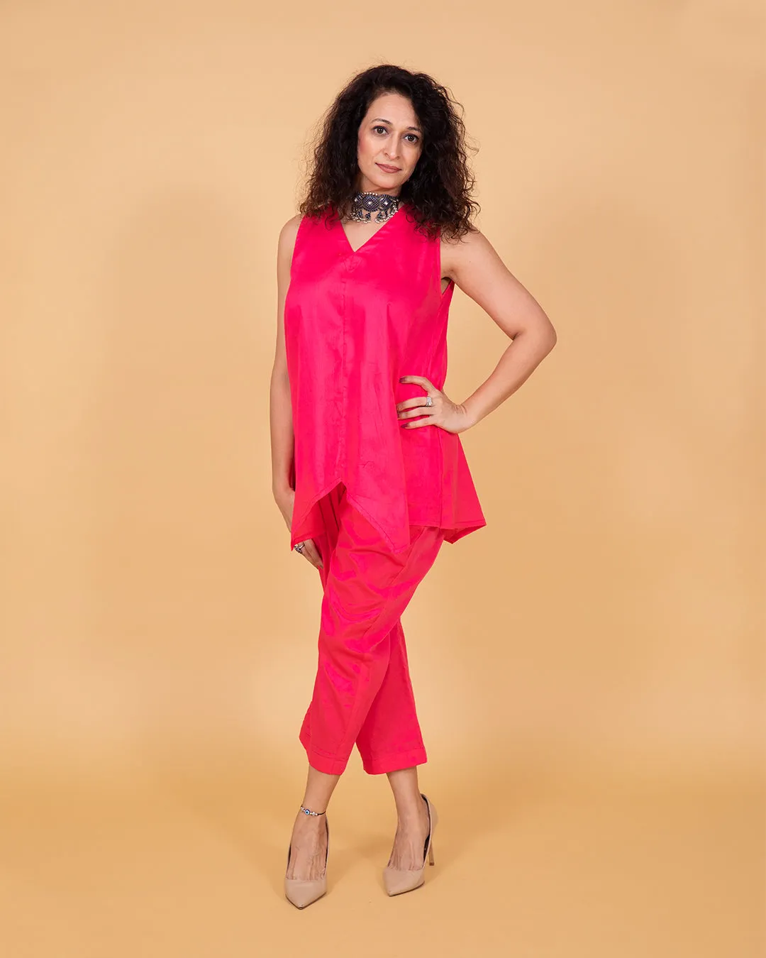 Fuchsia pink cotton coord set
