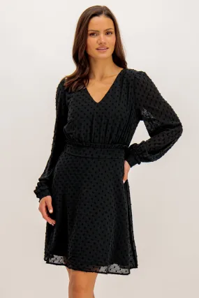 Garnea V-Neck Spot Detail Mini Dress