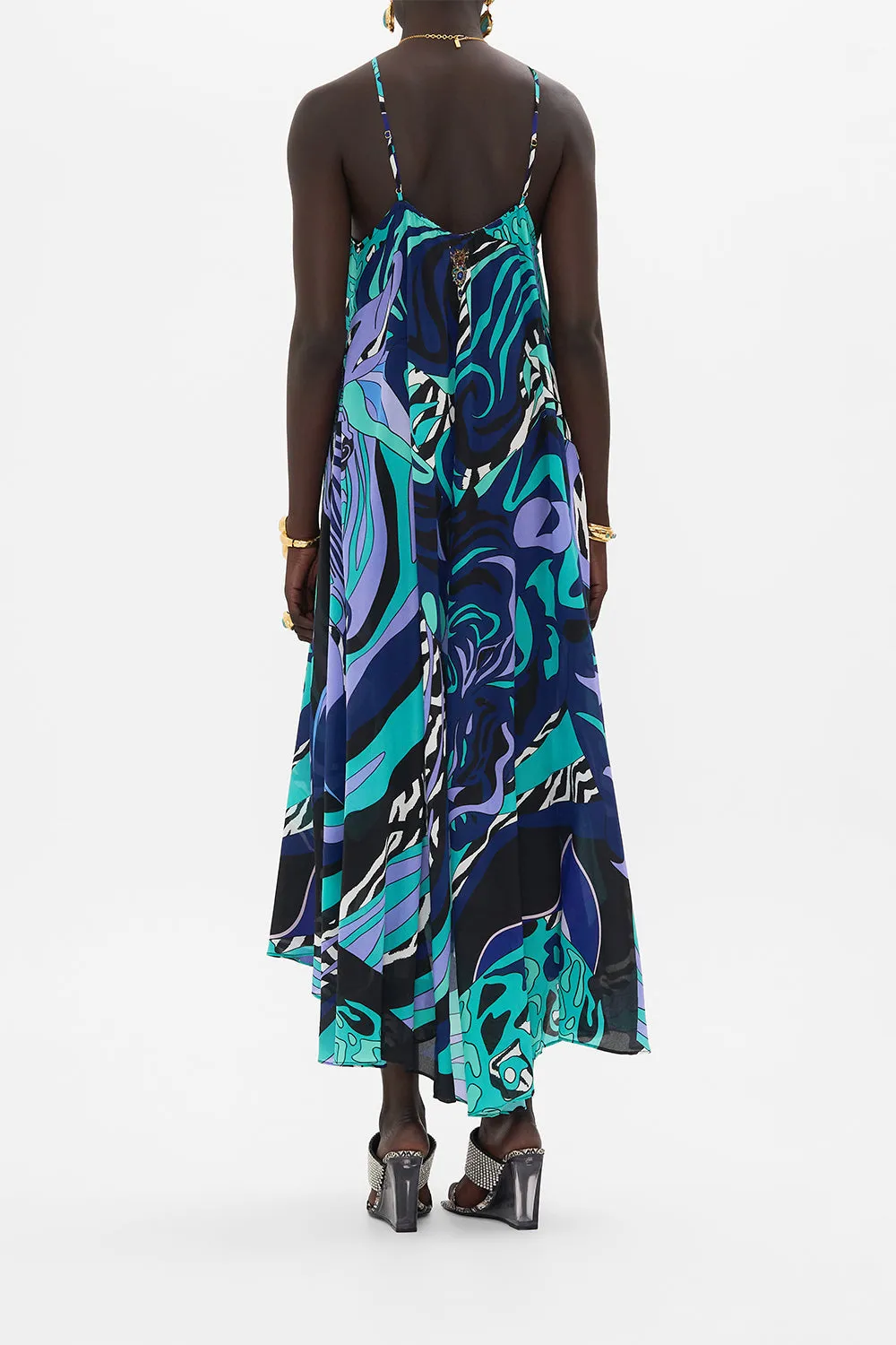 GATHER NECK HALTER MAXI DRESS VIVIDLY VENICE