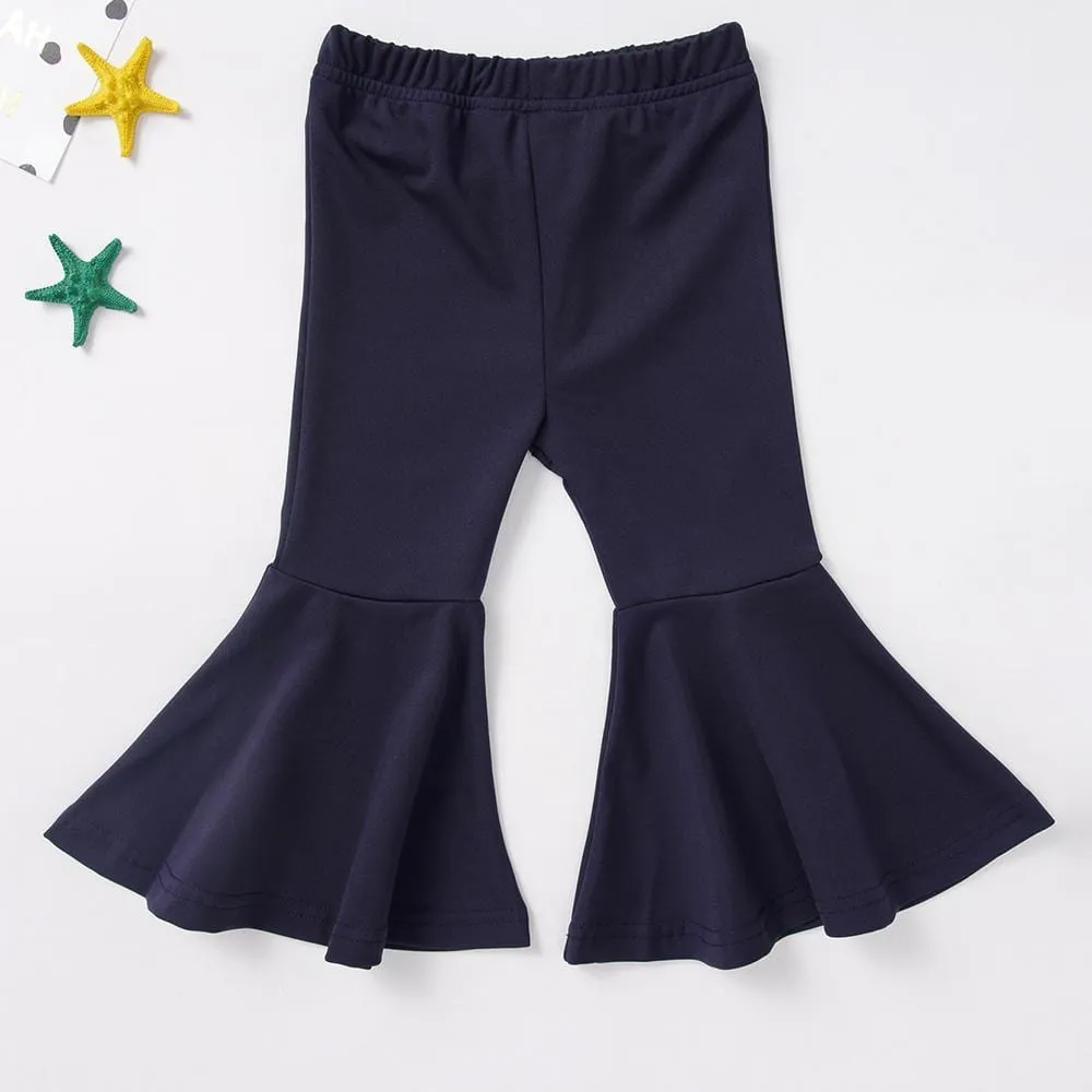 Girls Long Sleeve Round Neck Solid Tops&Flare Pants Girls Boutique Wholesale
