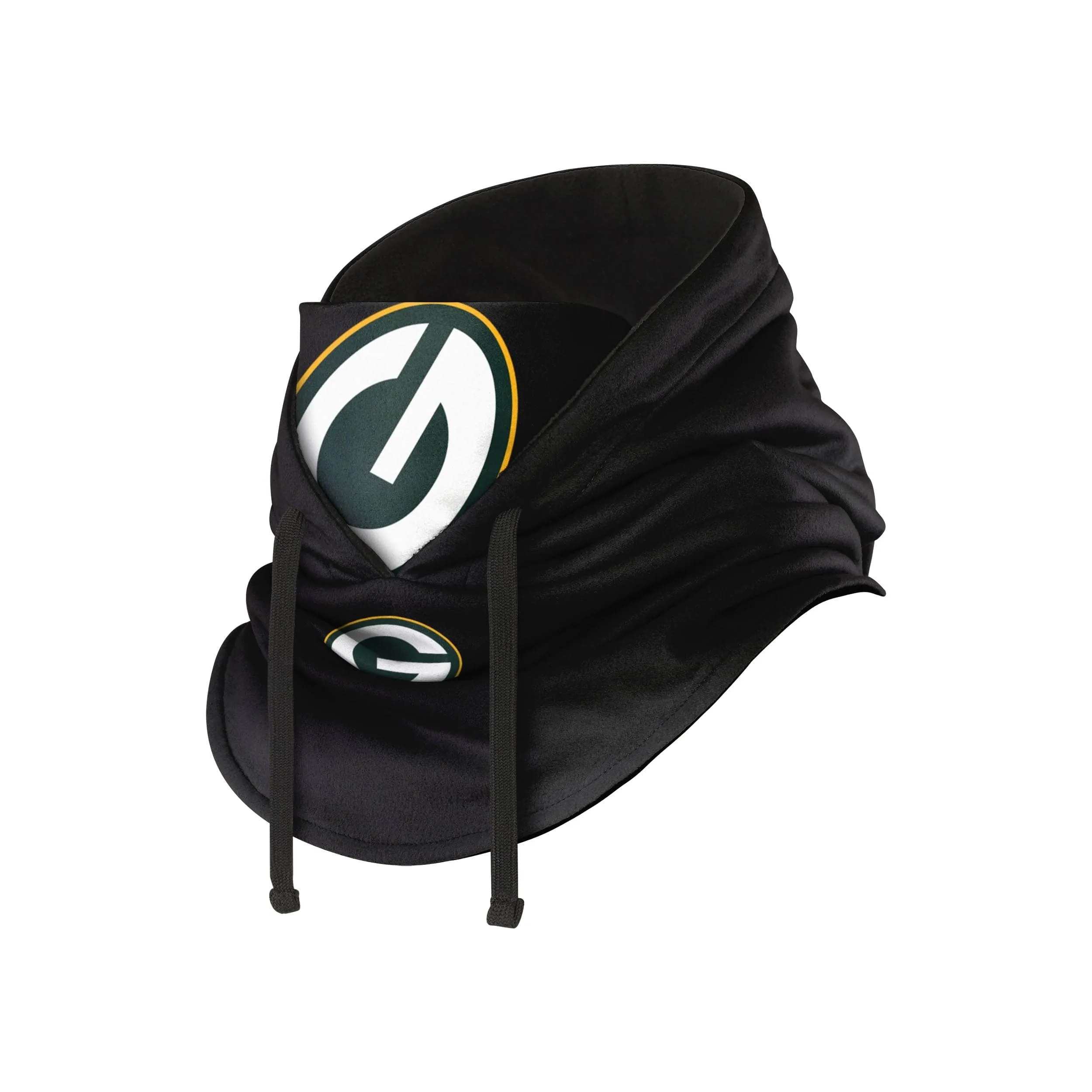 Green Bay Packers NFL Black Drawstring Hooded Gaiter