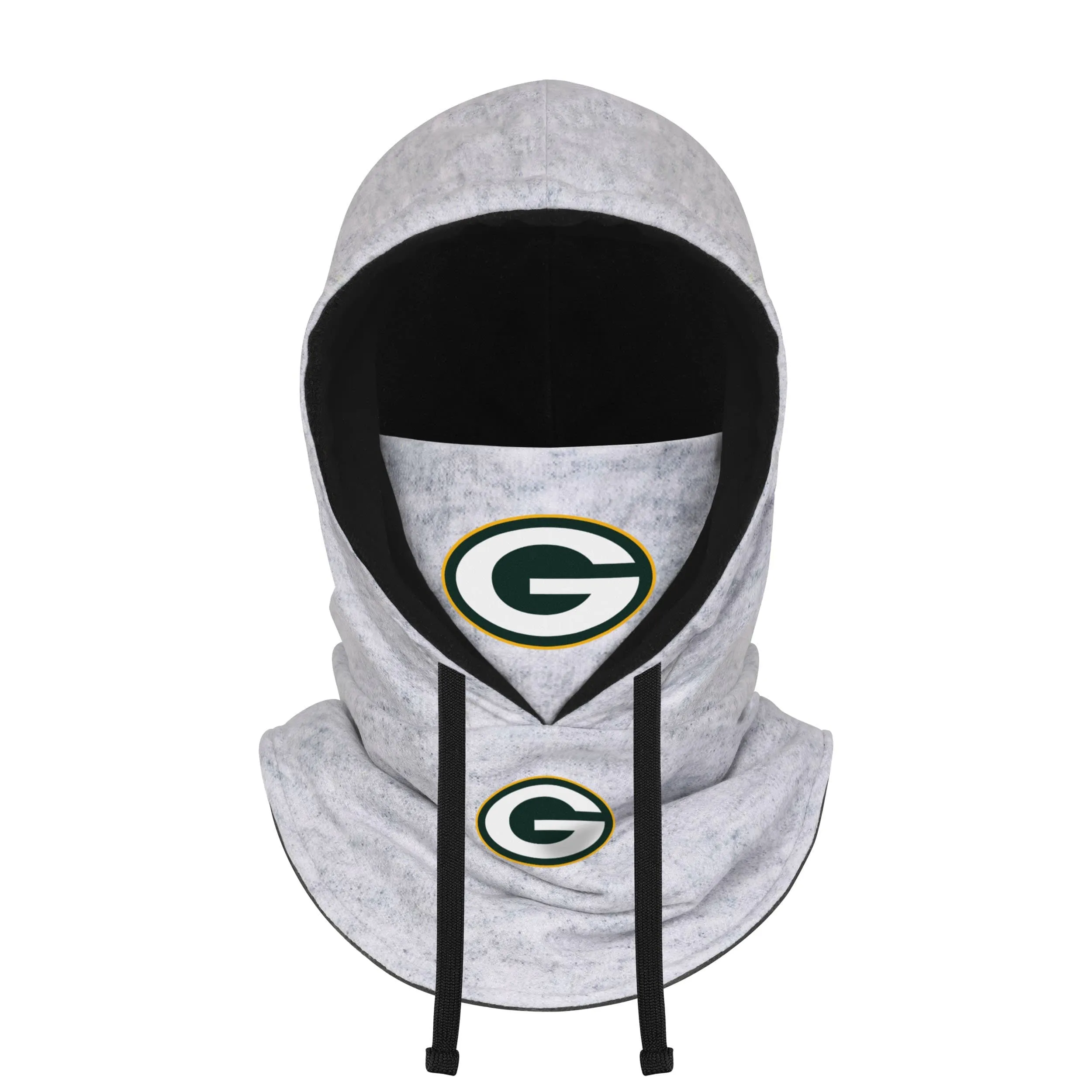 Green Bay Packers NFL Heather Gray Drawstring Hooded Gaiter Scarf