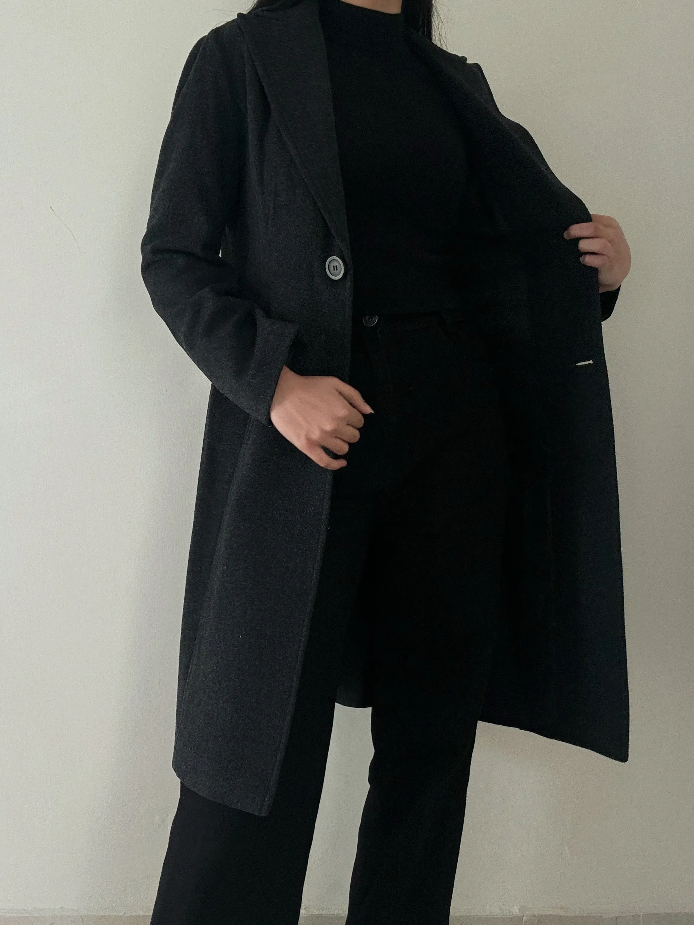 Grey Long Coat (65% Wool)