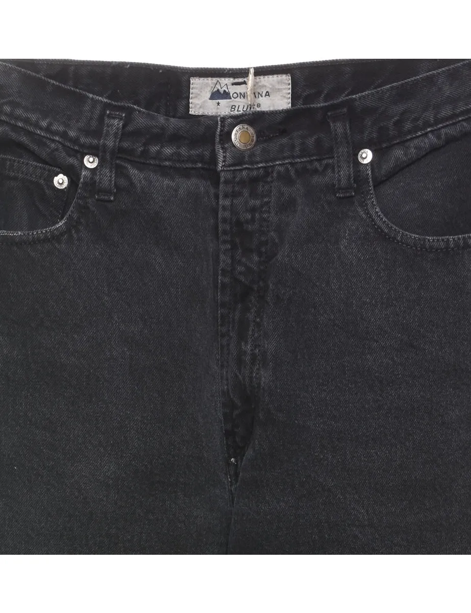 High Waist Black Tapered Jeans - W28 L32