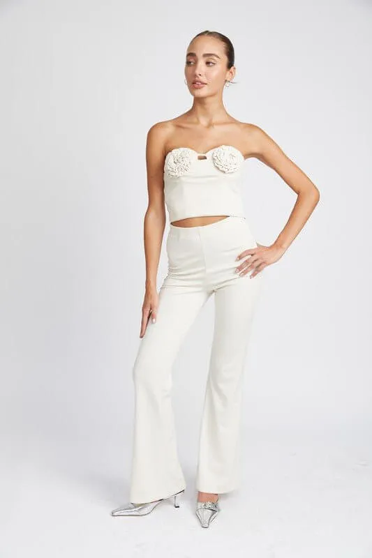 High Waist Flared Back Pants