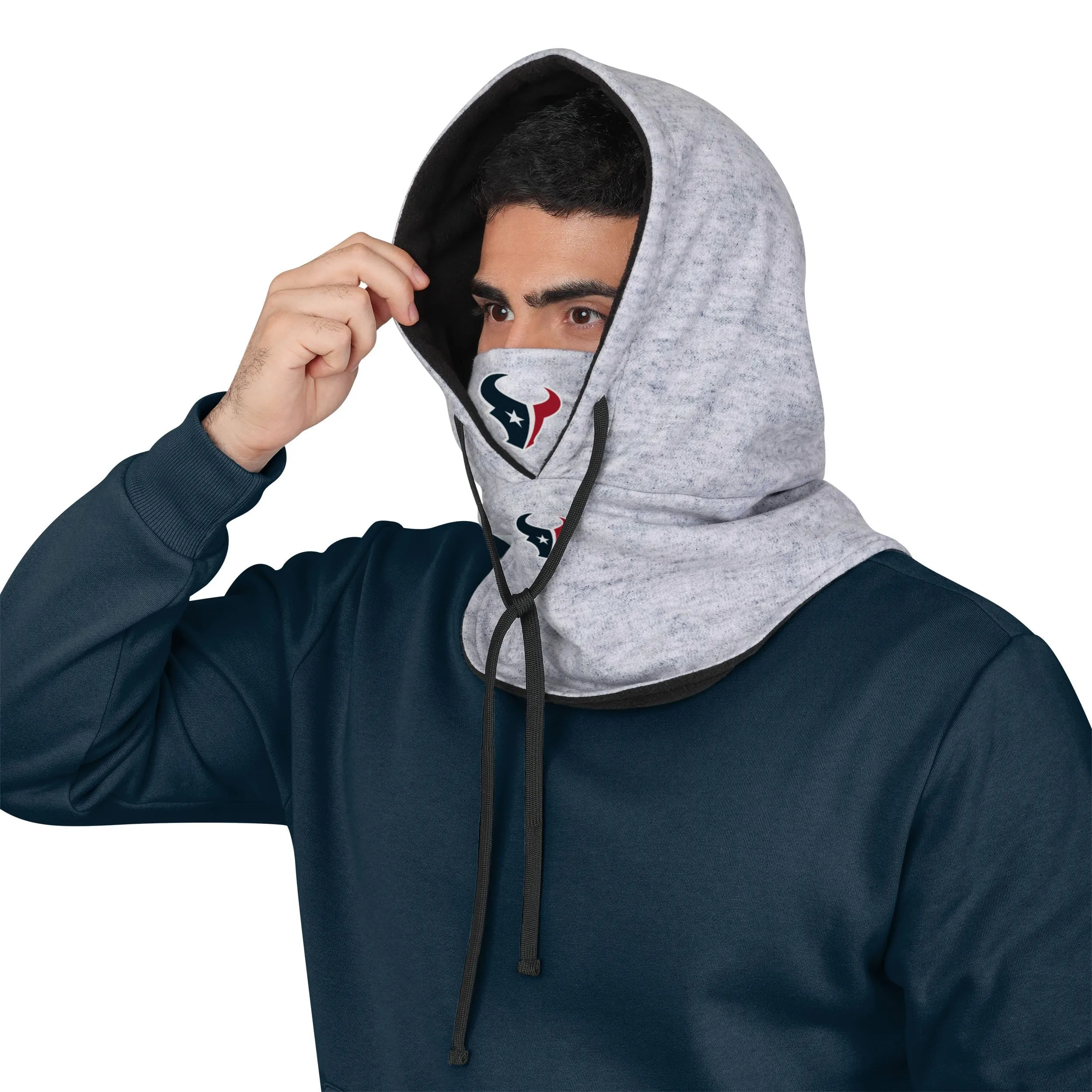 Houston Texans NFL Heather Gray Drawstring Hooded Gaiter Scarf
