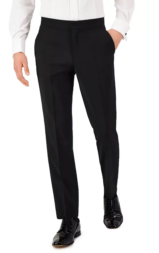 Hugo Boss Mens Regular fit Tuxedo Dress Pants 34 / 32 Black Solid
