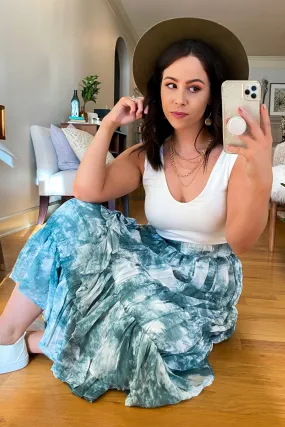 In the Breeze Tie Dye Ruffled Midi Skirt - FINAL SALE