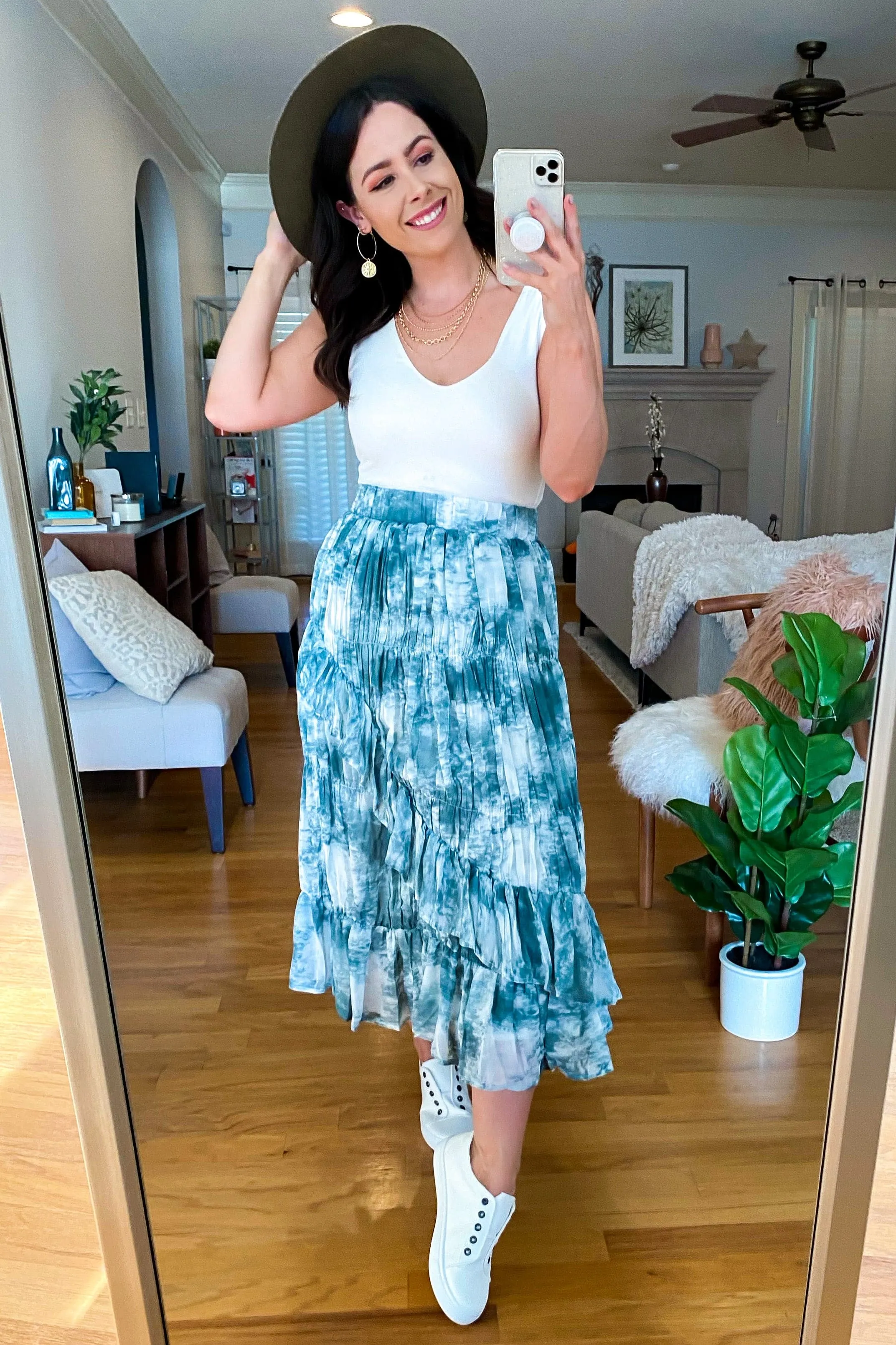 In the Breeze Tie Dye Ruffled Midi Skirt - FINAL SALE