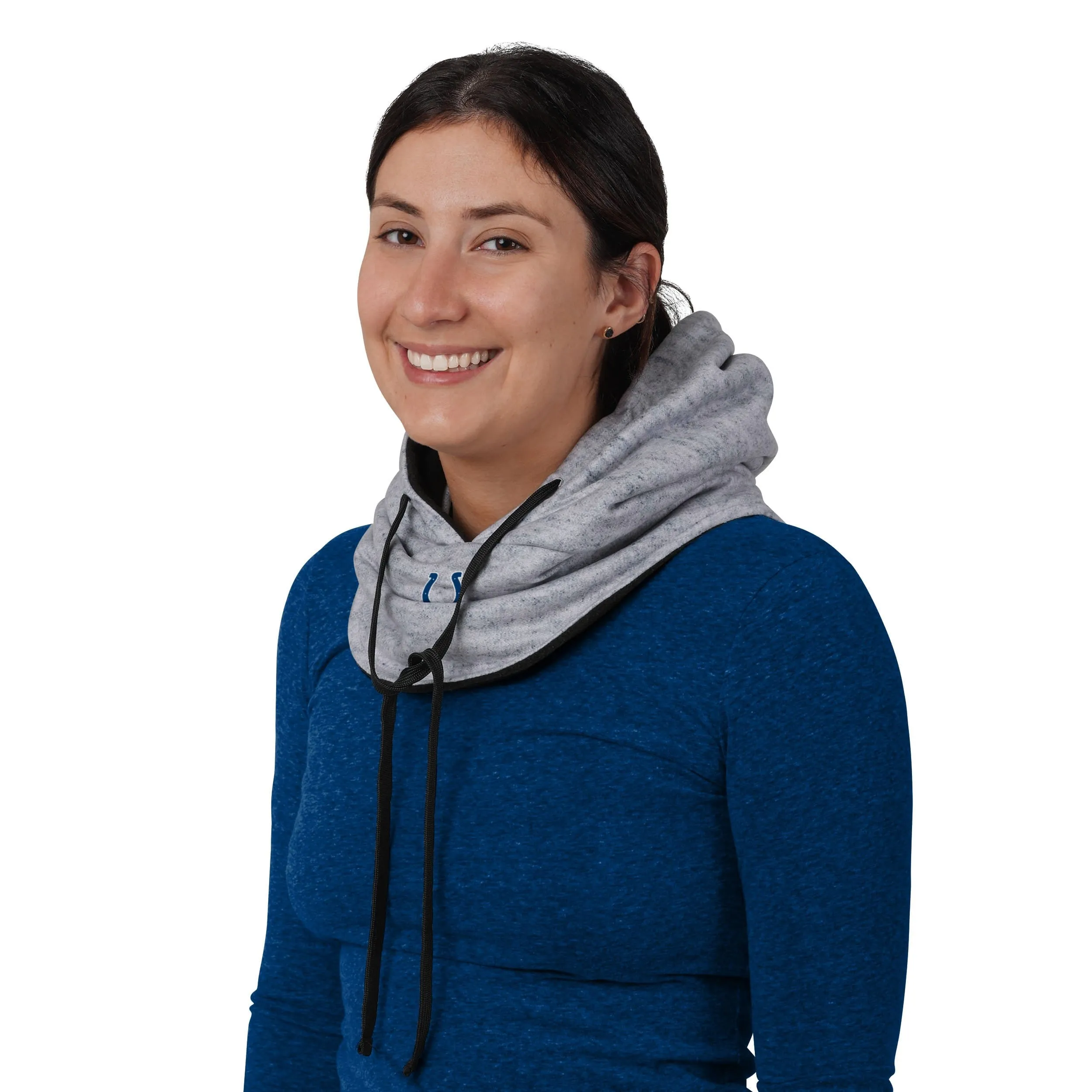 Indianapolis Colts NFL Heather Gray Drawstring Hooded Gaiter Scarf
