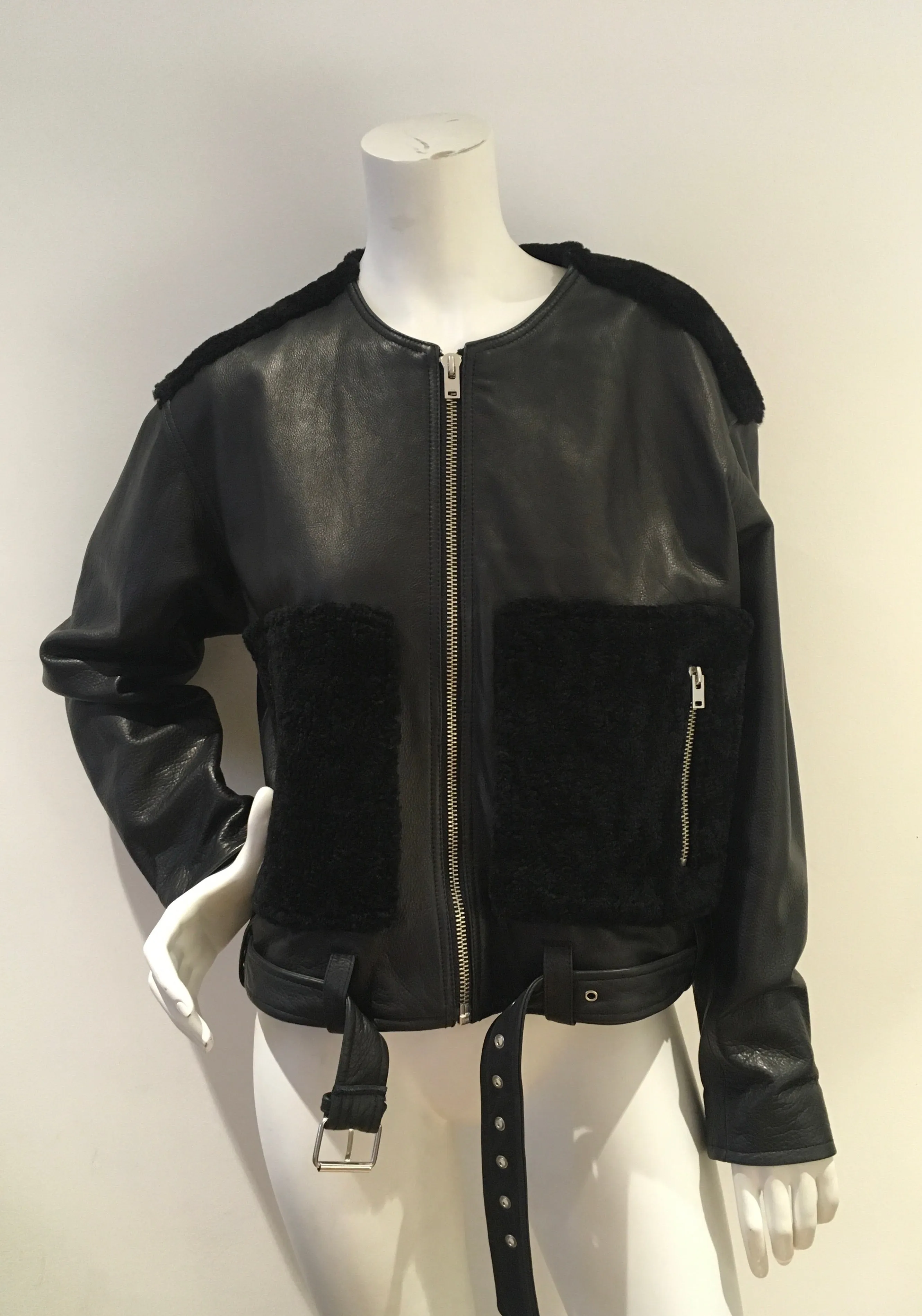 IRO Ever Shearling Leather Jacket Size F 38 UK 10 US 6 SEEN ON ALL CELEBRITIES ladies