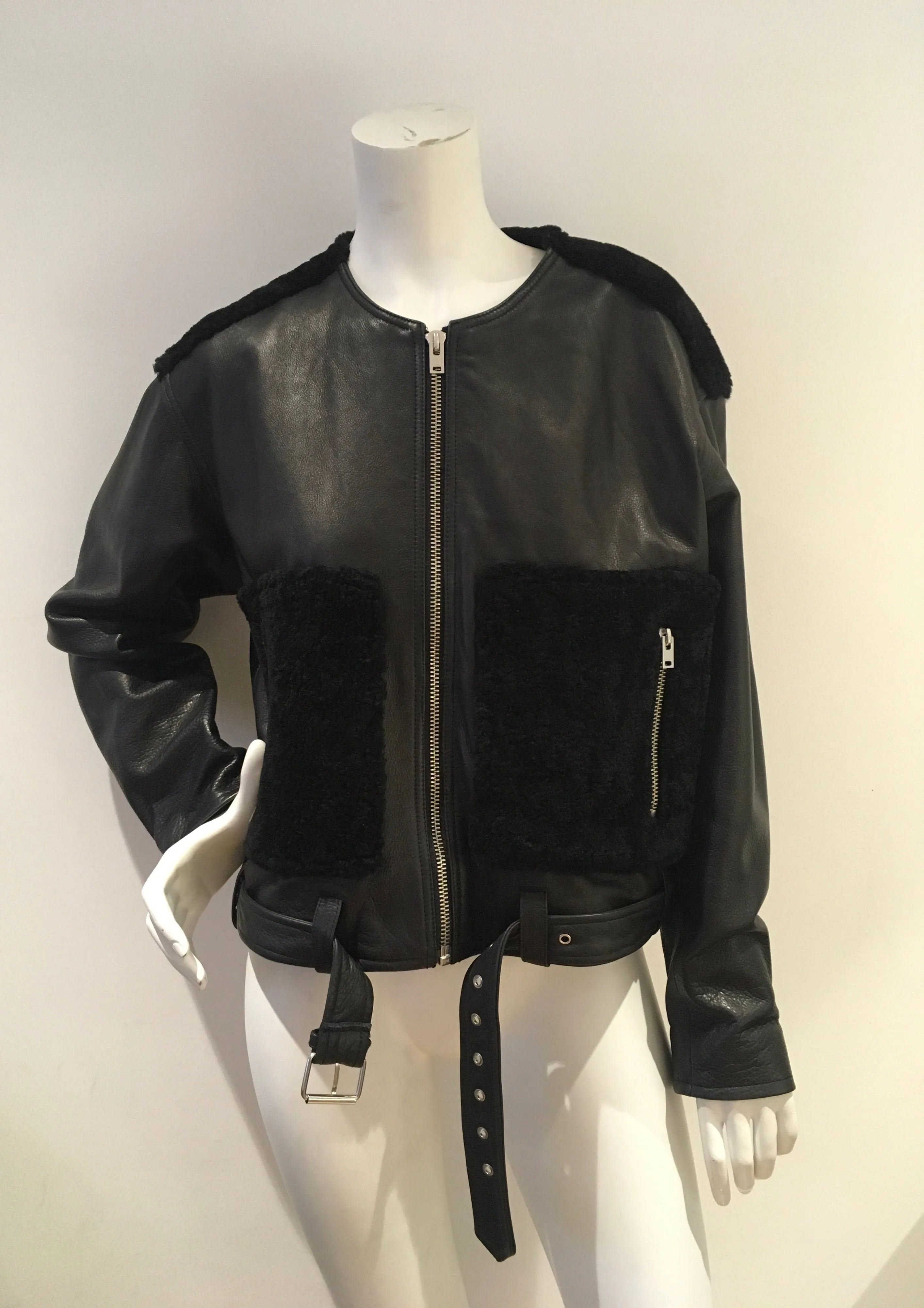 IRO Ever Shearling Leather Jacket Size F 38 UK 10 US 6 SEEN ON ALL CELEBRITIES ladies