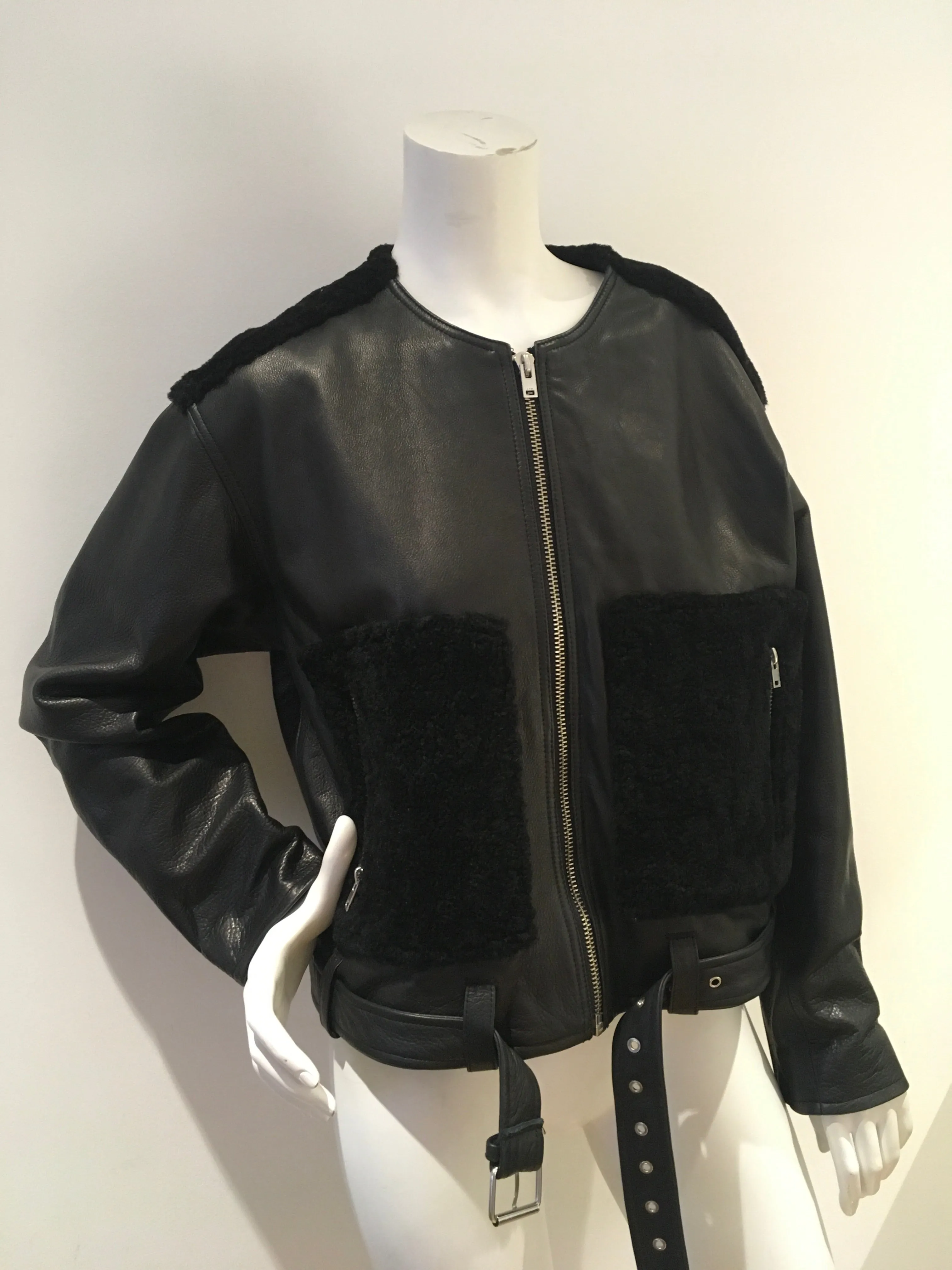 IRO Ever Shearling Leather Jacket Size F 38 UK 10 US 6 SEEN ON ALL CELEBRITIES ladies