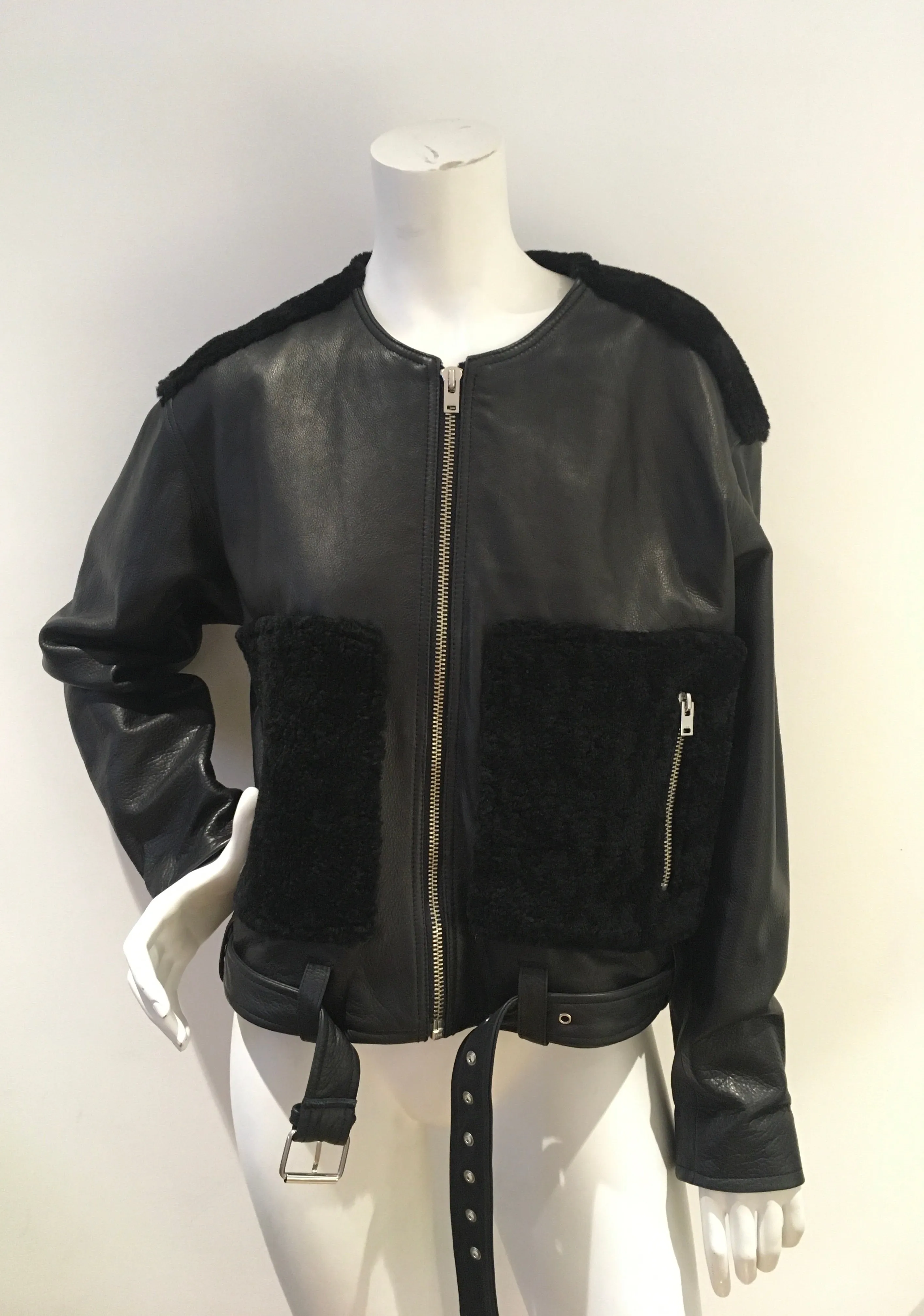 IRO Ever Shearling Leather Jacket Size F 38 UK 10 US 6 SEEN ON ALL CELEBRITIES ladies