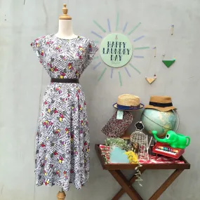 Irregular Hound | Vintage 1970s 1980s Mosaic polka dot print Houndstooth Dress