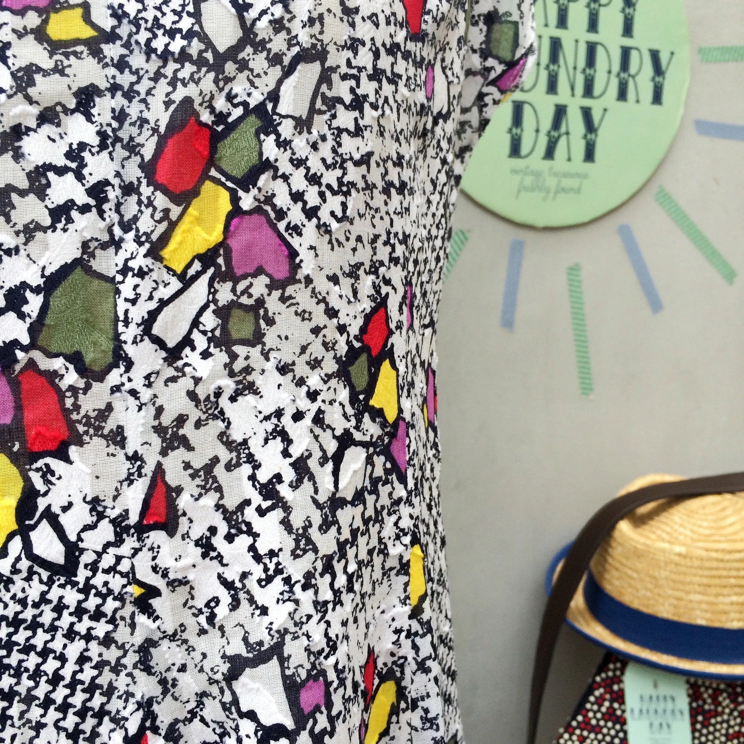Irregular Hound | Vintage 1970s 1980s Mosaic polka dot print Houndstooth Dress