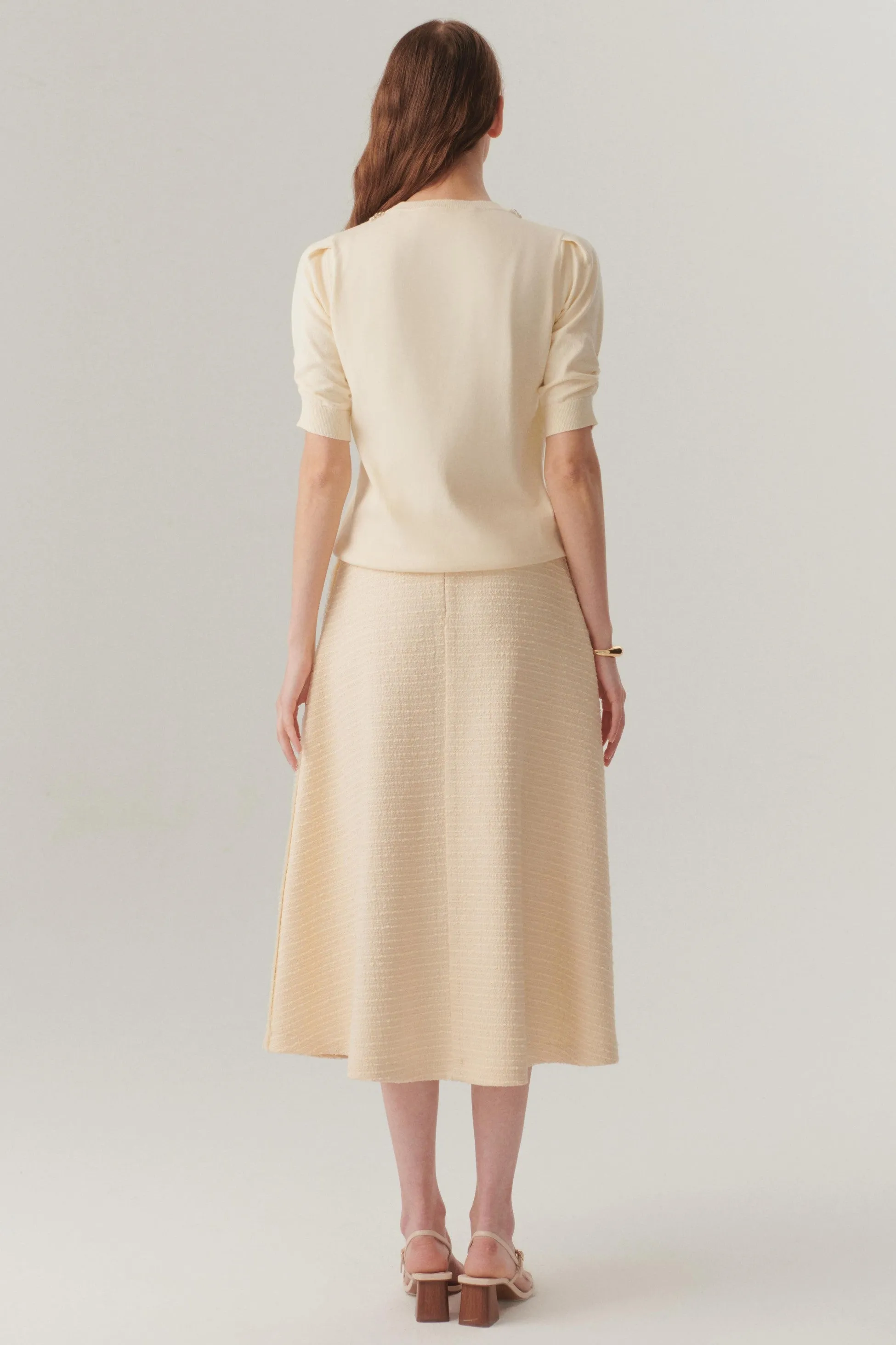 Ivory Flowing Midi Skirt